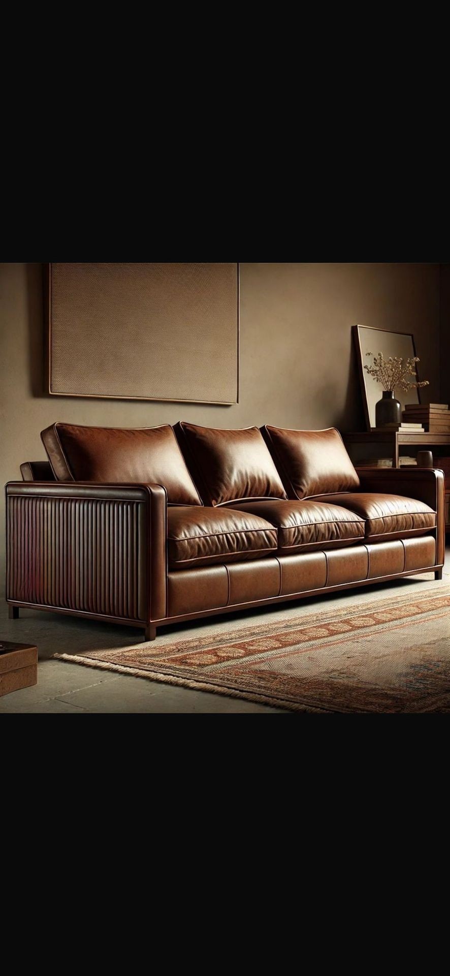 Leather sofa in lounge 